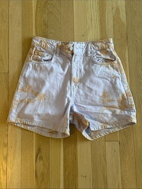 Zara tie dye lavender & tan denim shorts